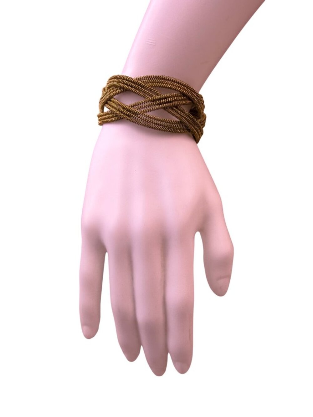 Womens Gold Tone Metal Mesh Braided Bangle Bracelet Cuff OS